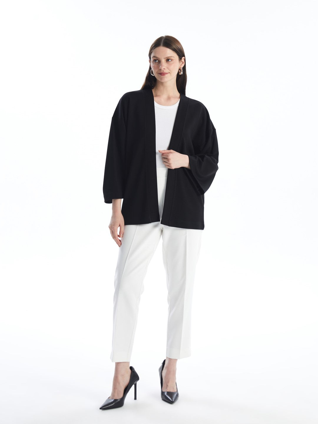 LCWAIKIKI Basic

New Black Shawl Collar Plain Oversize Women's Cardigan