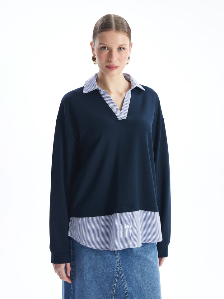 LCWAIKIKI Basic

Navy Blue Shirt Collar Plain Long Sleeve Women's Sweatshirt