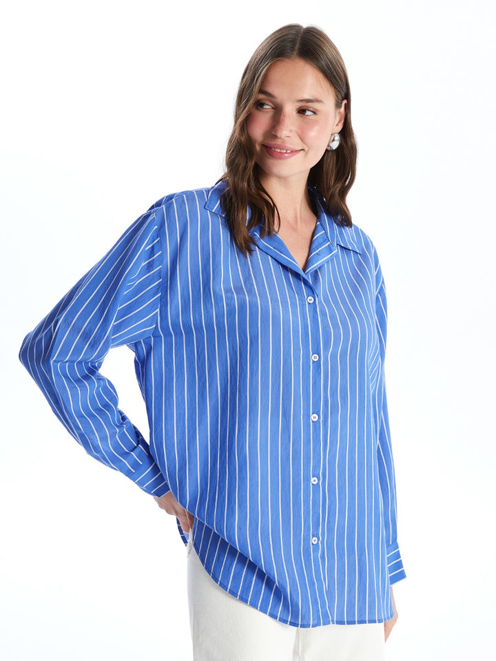 Striped Long Sleeve Oversize Women's Shirt