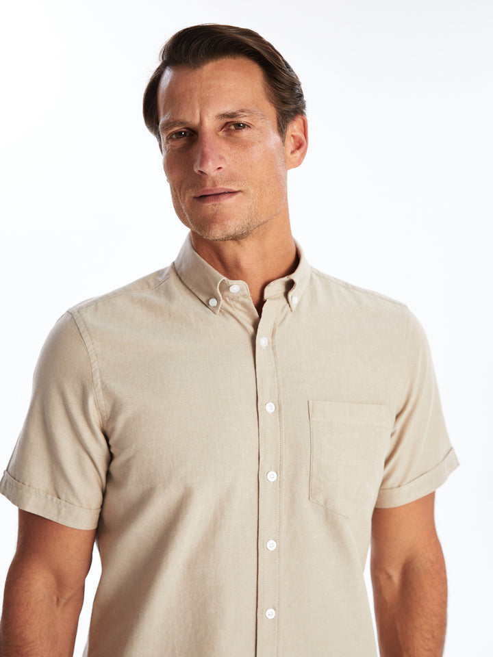 Regular Fit Short Sleeve Oxford Men Shirt