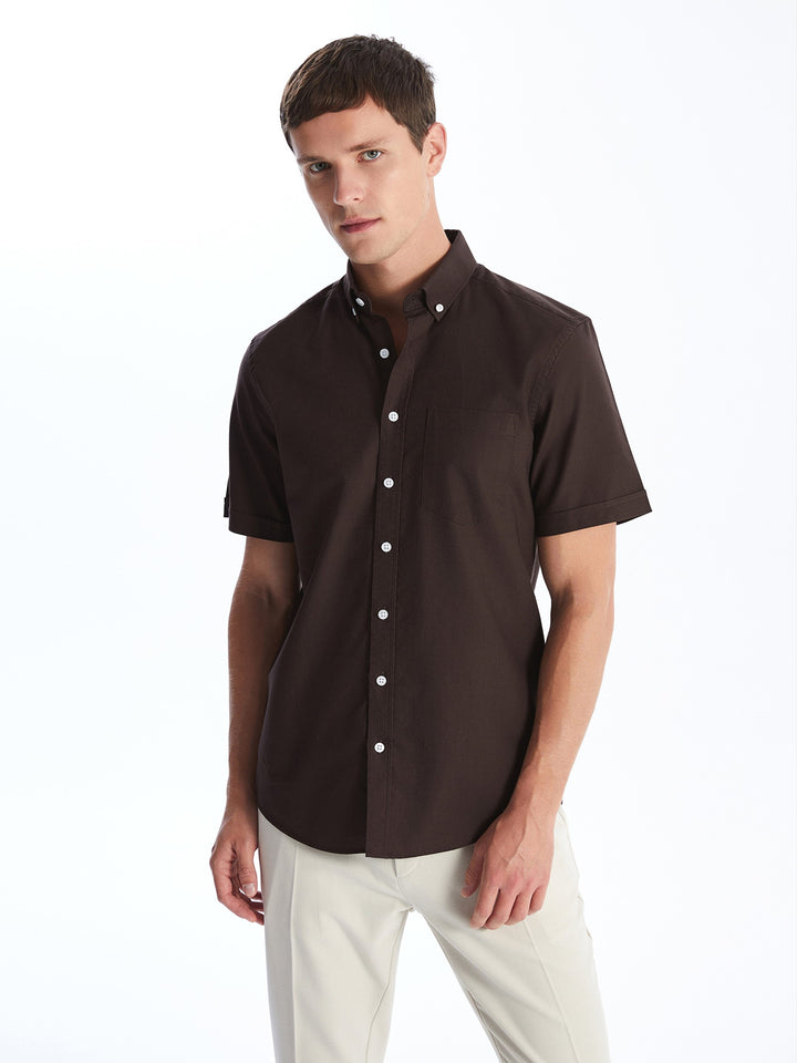 Regular Fit Short Sleeve Oxford Men Shirt