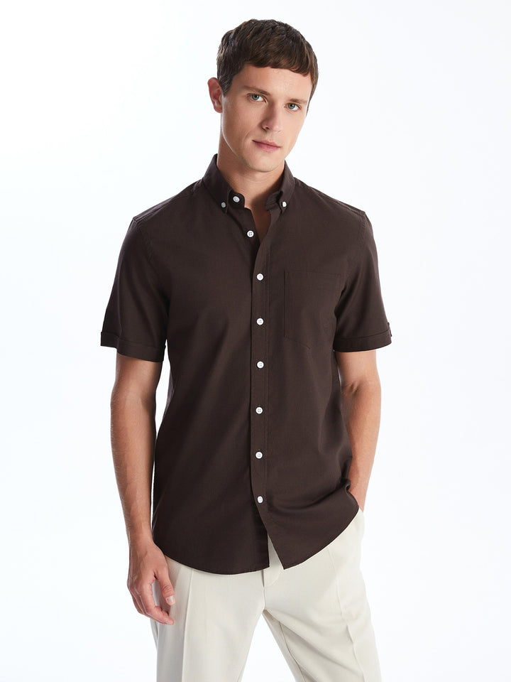 Regular Fit Short Sleeve Oxford Men Shirt