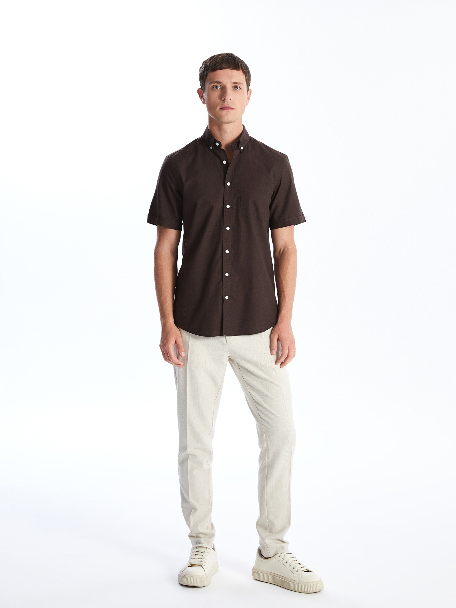 Regular Fit Short Sleeve Oxford Men Shirt