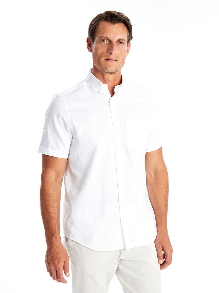 Regular Fit Short Sleeve Oxford Men Shirt