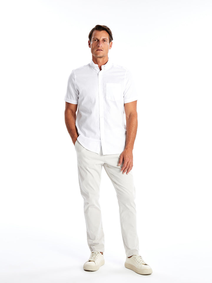 Regular Fit Short Sleeve Oxford Men Shirt