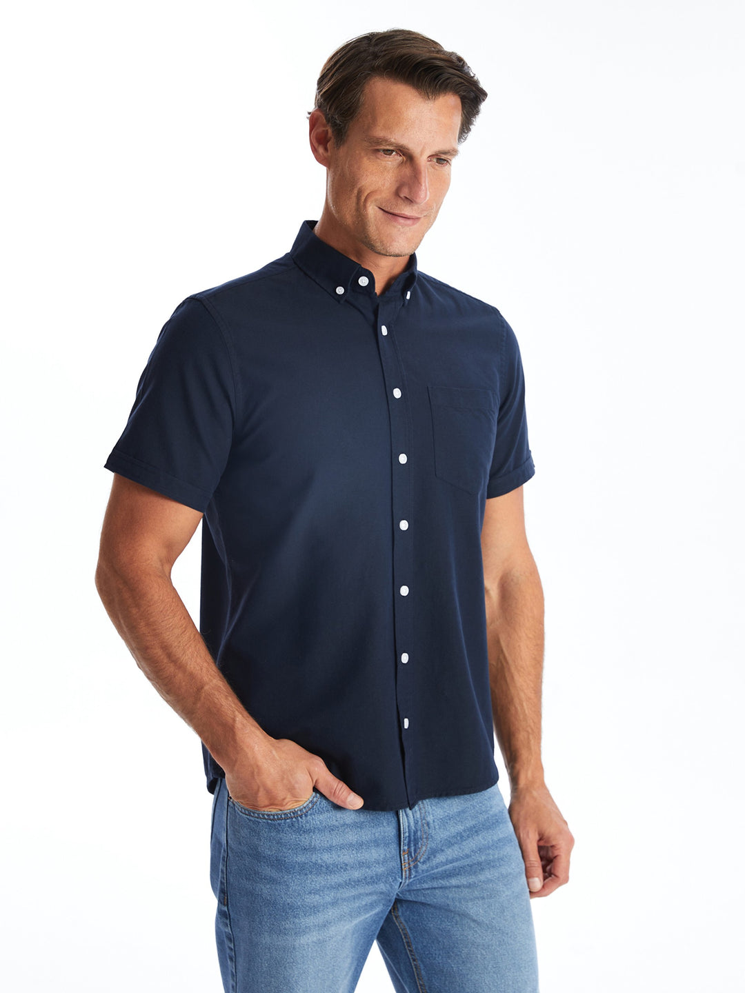 Regular Fit Short Sleeve Oxford Men Shirt