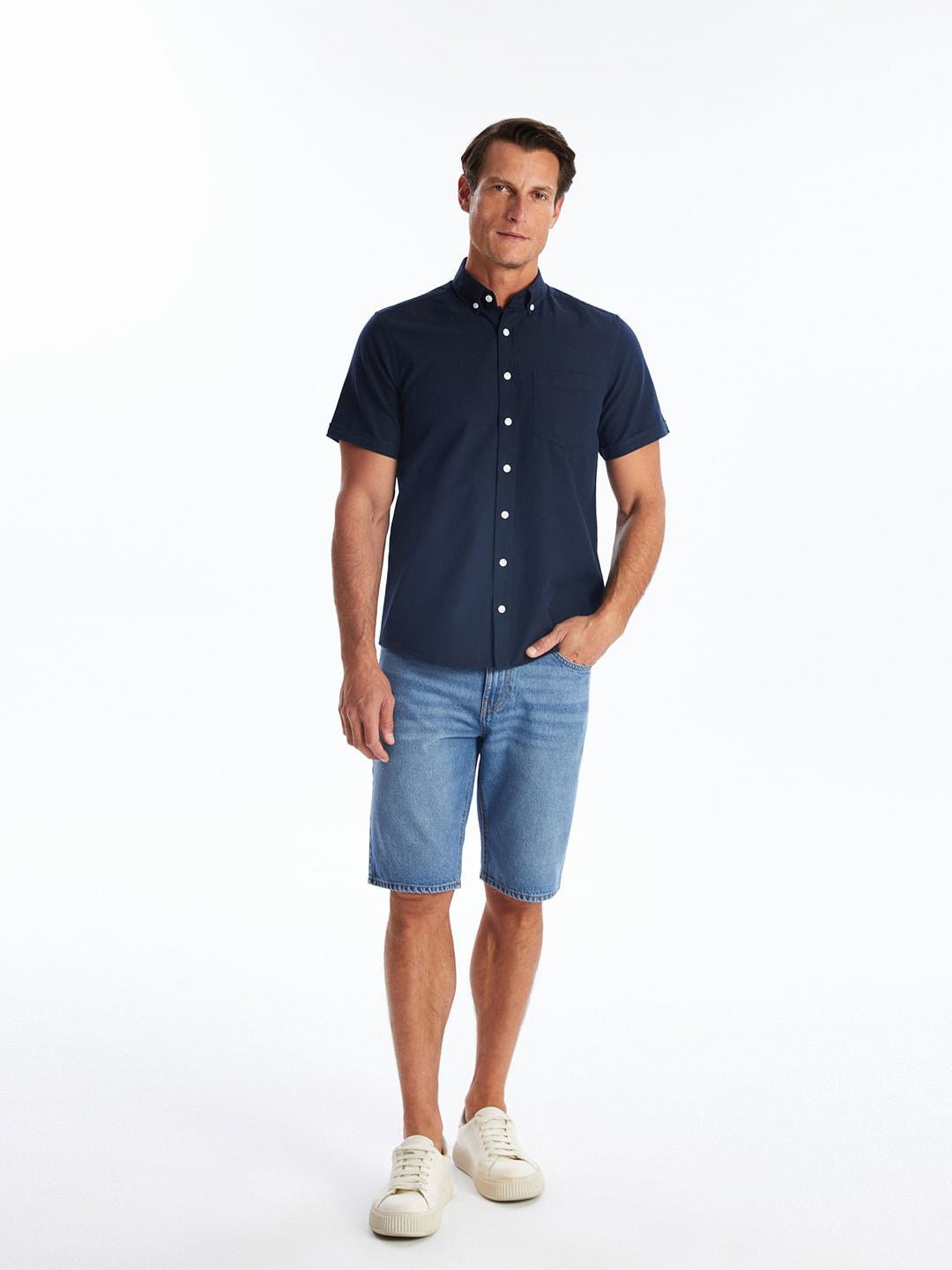 Regular Fit Short Sleeve Oxford Men Shirt