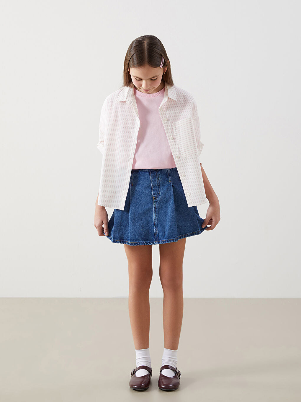 LCW Kids Indigo Elastic Waist Girl Jean Shorts Skirt