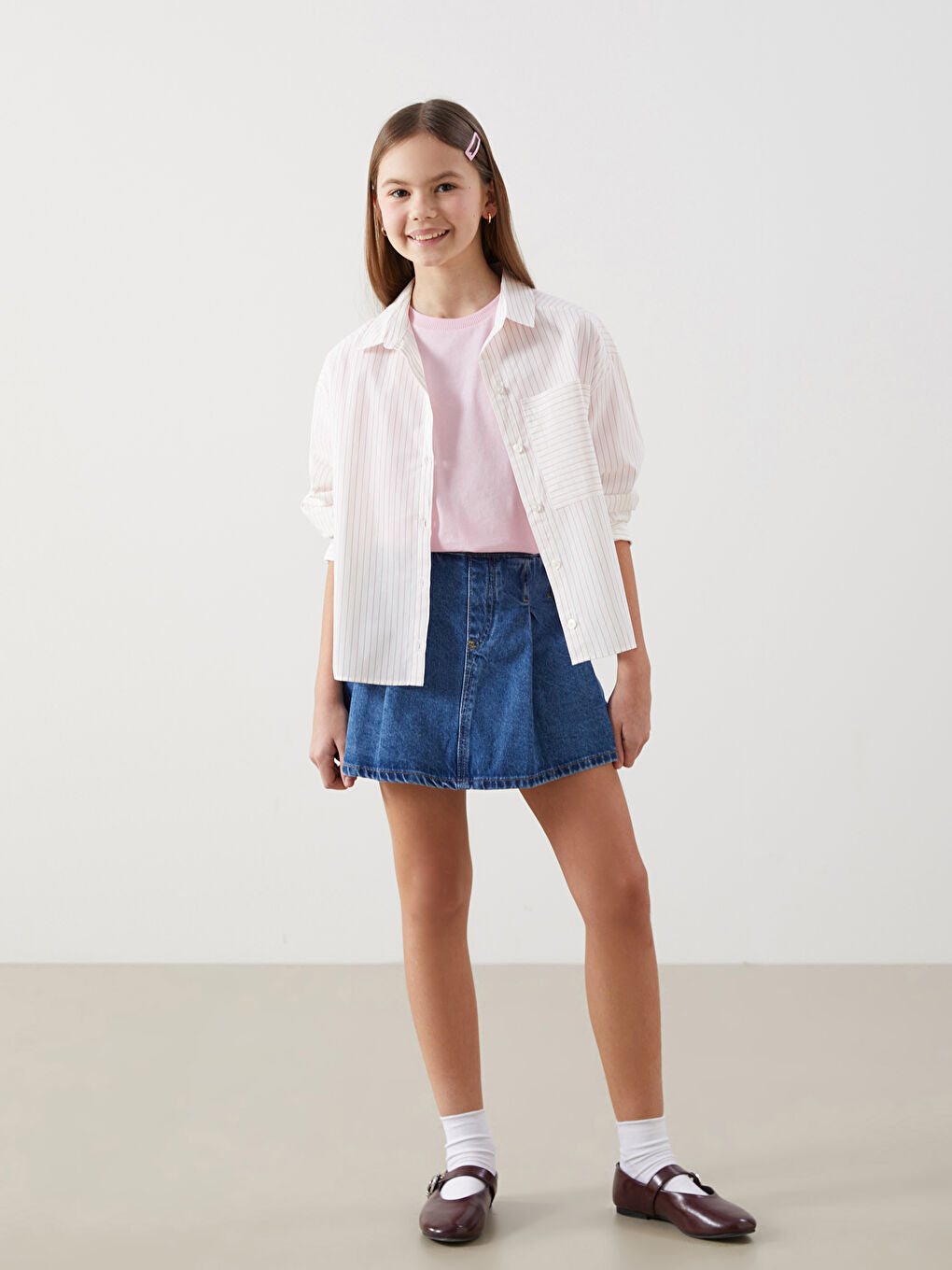 LCW Kids Indigo Elastic Waist Girl Jean Shorts Skirt