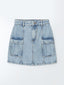 LCW Kids Blue Girls Cargo Jean Skirt