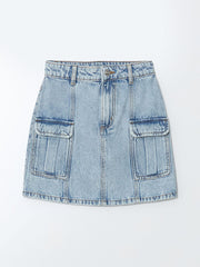 LCW Kids Blue Girls Cargo Jean Skirt