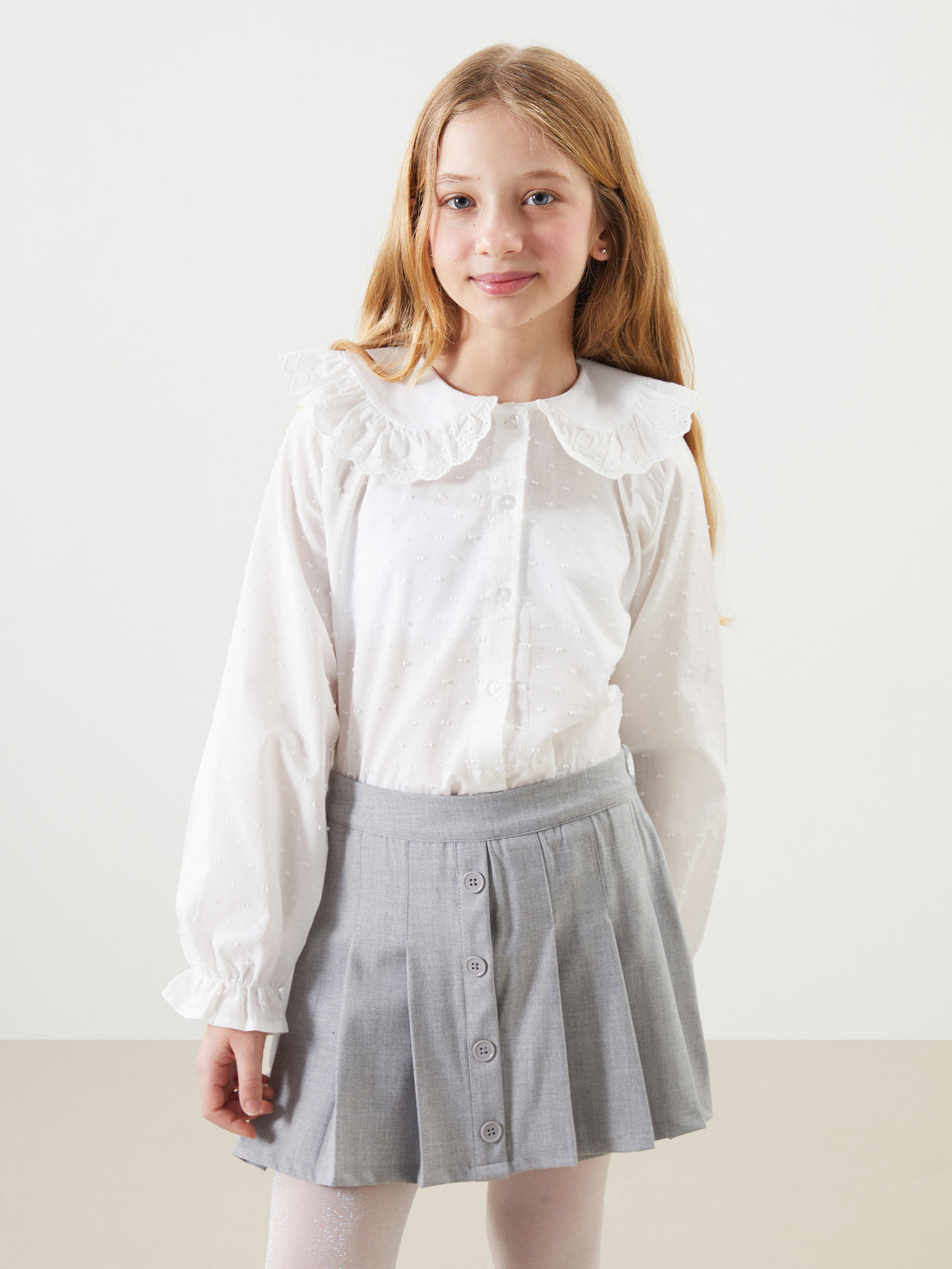 Baby Collar Textured Girl Shirt