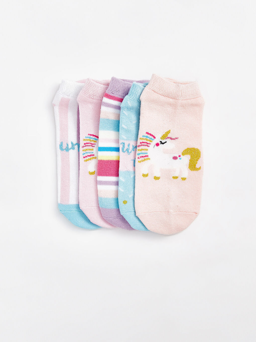 LCW Kids Pink Patterned Girls Booties Socks 5-Pack