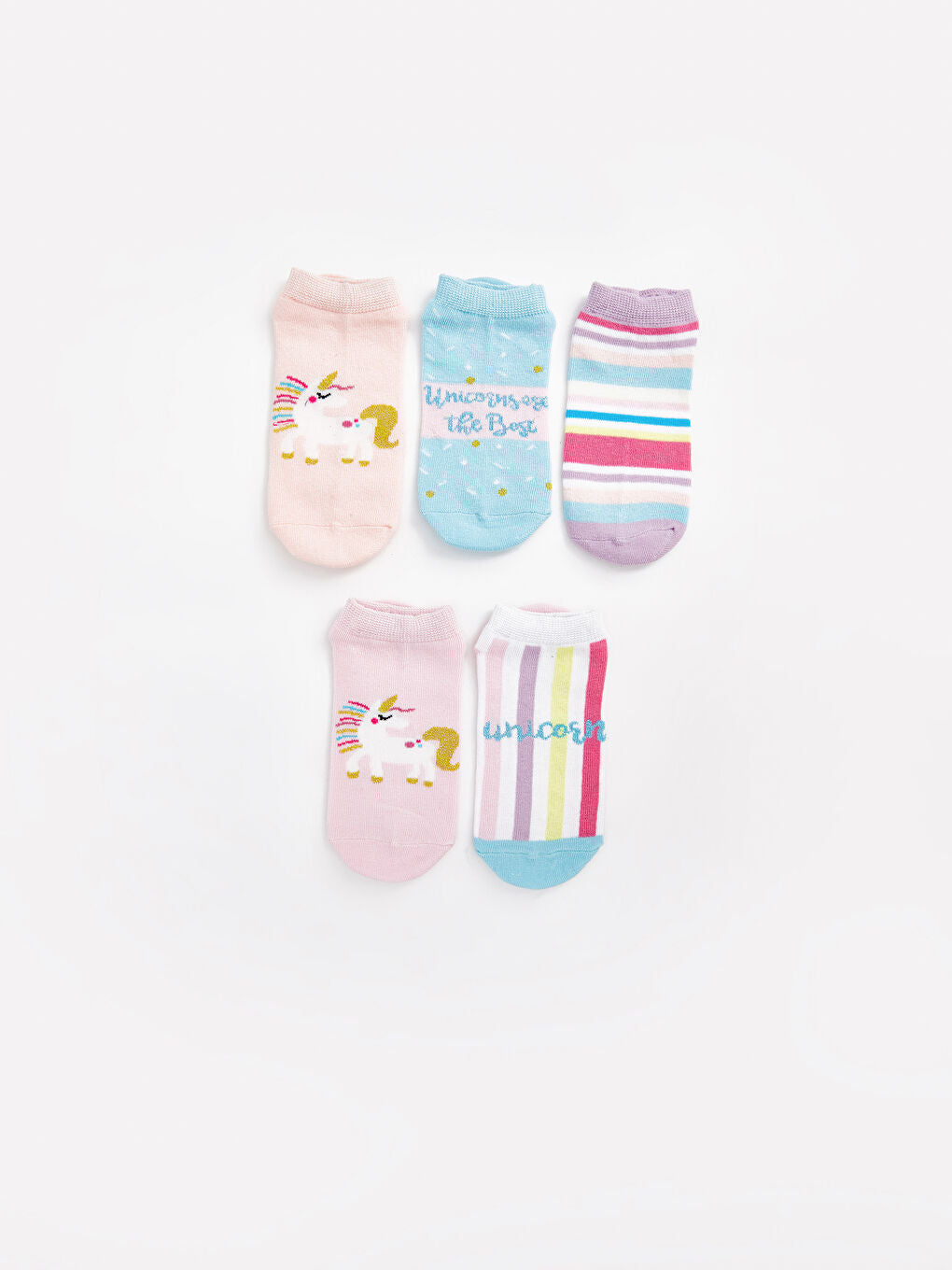 LCW Kids Pink Patterned Girls Booties Socks 5-Pack