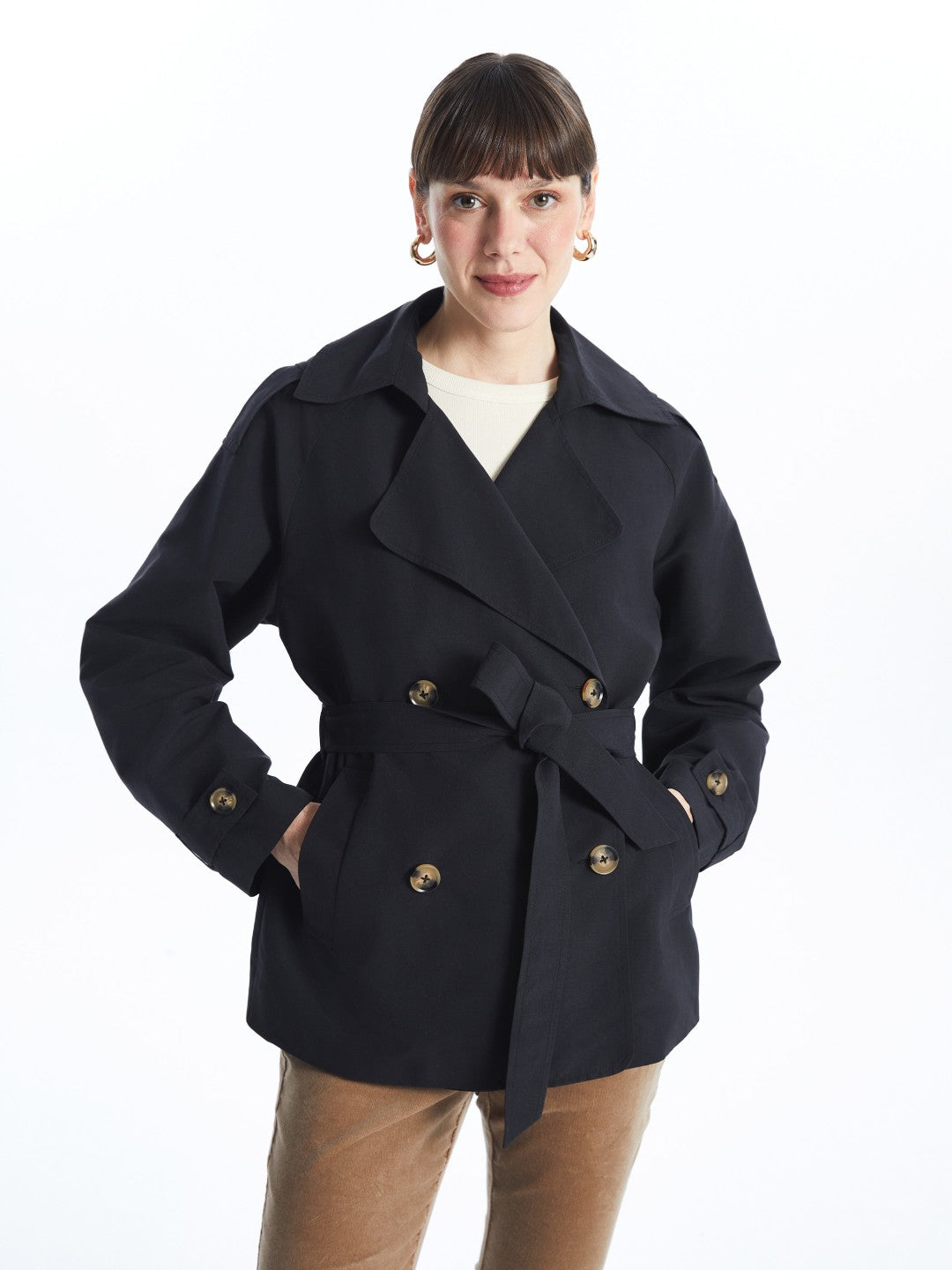 LCW Classic Jacket Collar Women Trench Coat