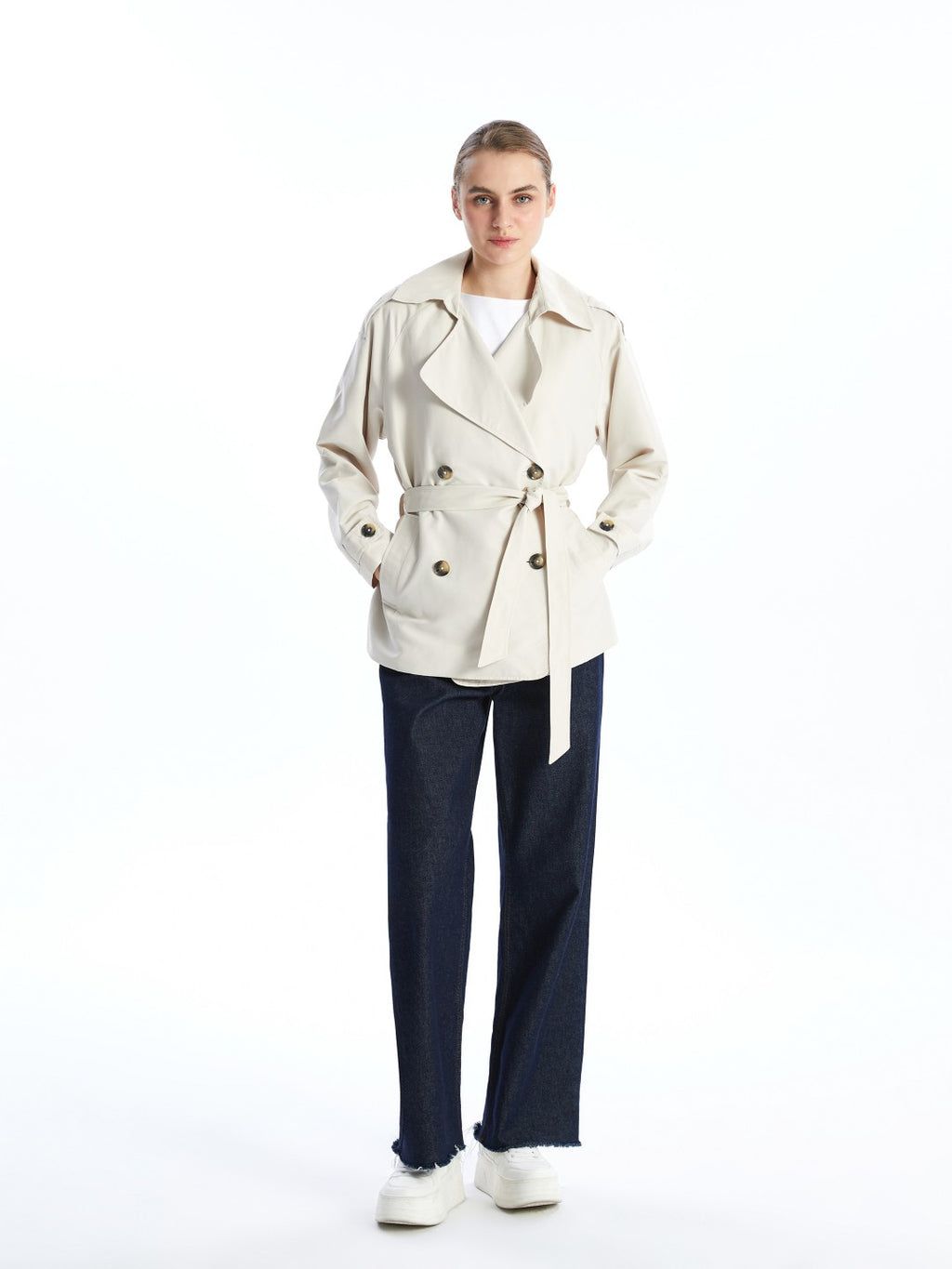 LCW Classic Jacket Collar Women Trench Coat