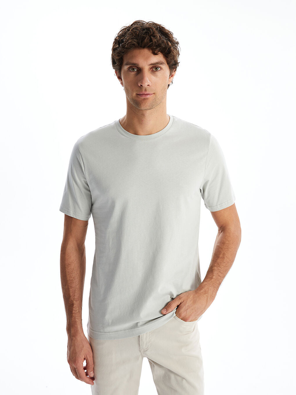 LCWAIKIKI Classic Green Crew Neck Combed Cotton Men T-Shirt