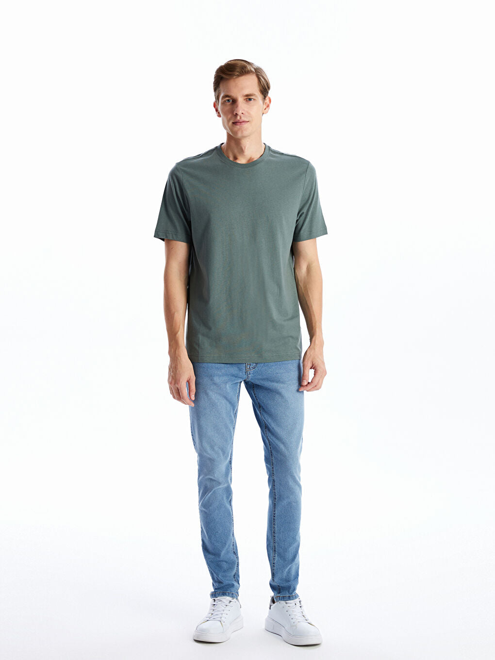 LCWAIKIKI Classic Green Crew Neck Combed Cotton Men T-Shirt