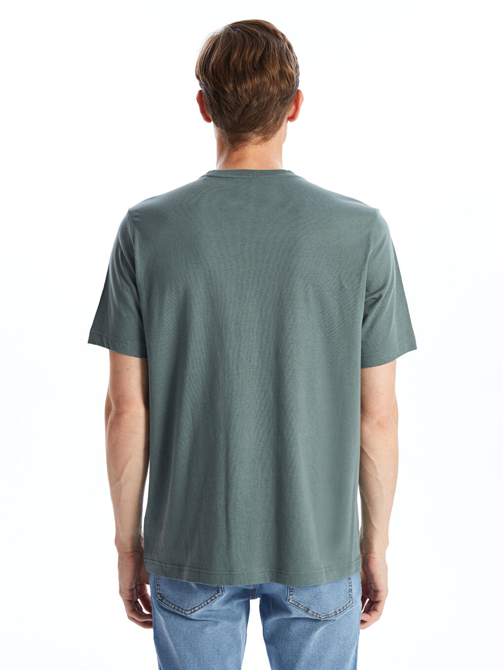 LCWAIKIKI Classic Green Crew Neck Combed Cotton Men T-Shirt