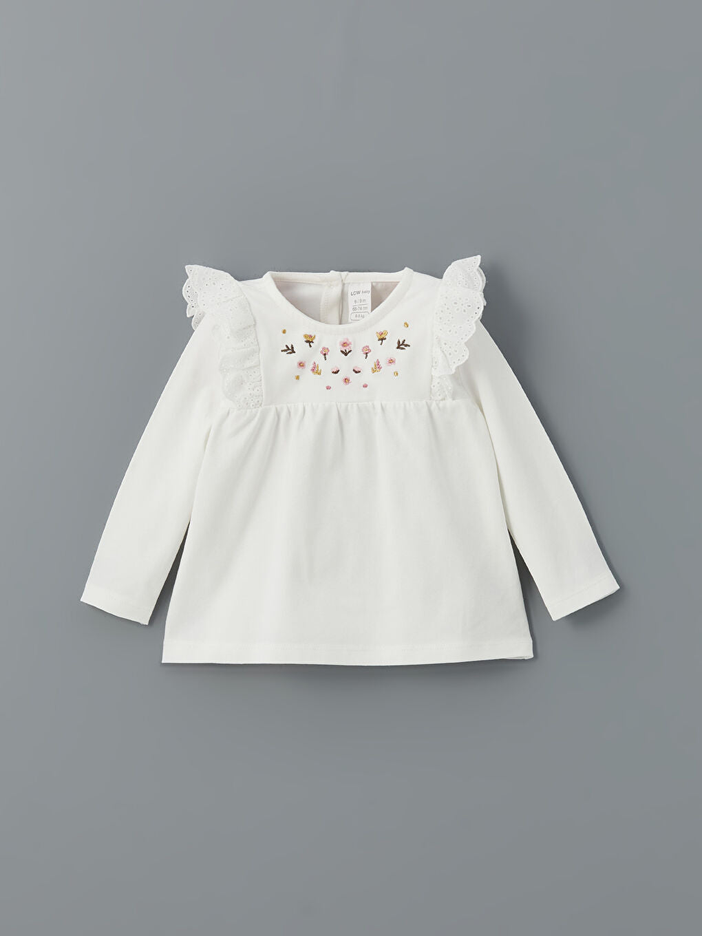 LCW baby Ecru Crew Neck Floral Baby Girl Blouse and Leggings 2-Pack