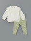 LCW baby Ecru Crew Neck Baby Girl Sweatshirt and Tights 2-Pack