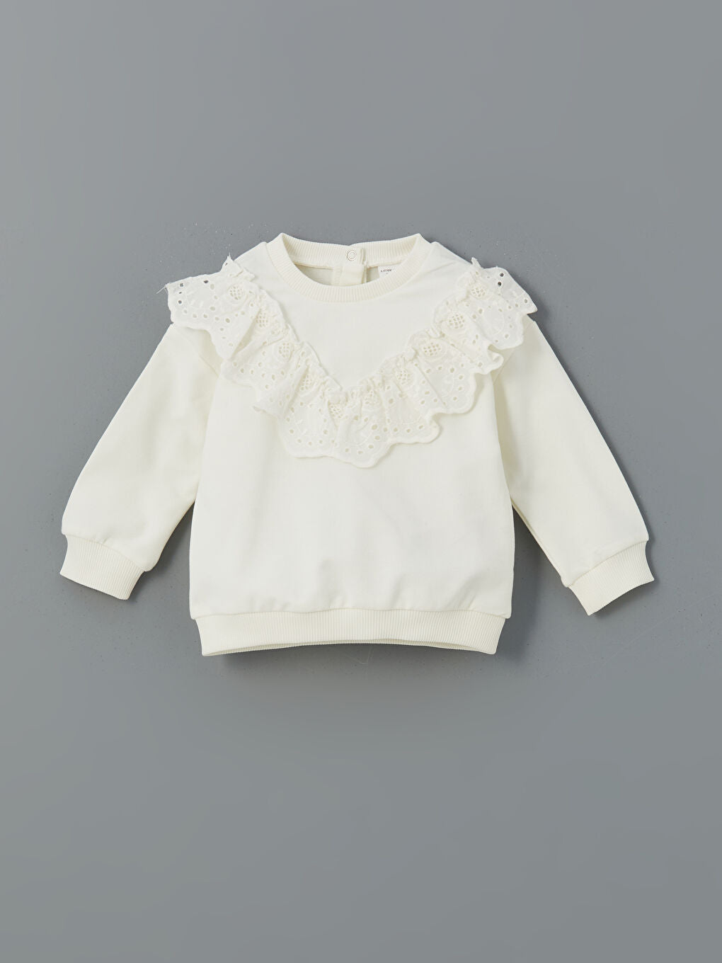 LCW baby Ecru Crew Neck Baby Girl Sweatshirt and Tights 2-Pack