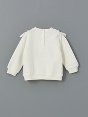 LCW baby Ecru Crew Neck Baby Girl Sweatshirt and Tights 2-Pack