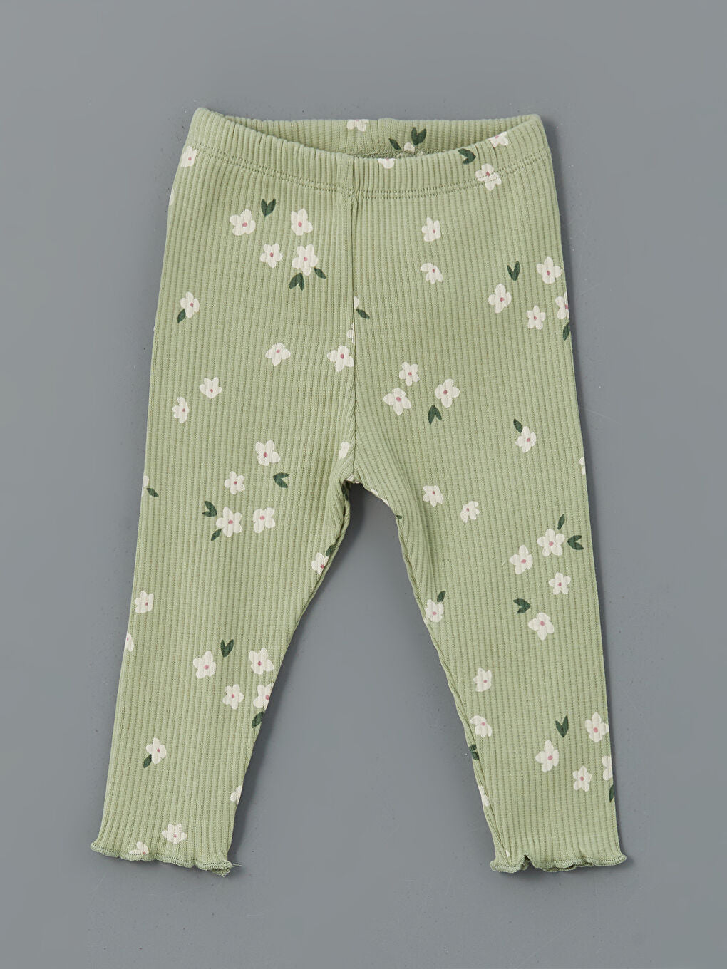 LCW baby Ecru Crew Neck Baby Girl Sweatshirt and Tights 2-Pack