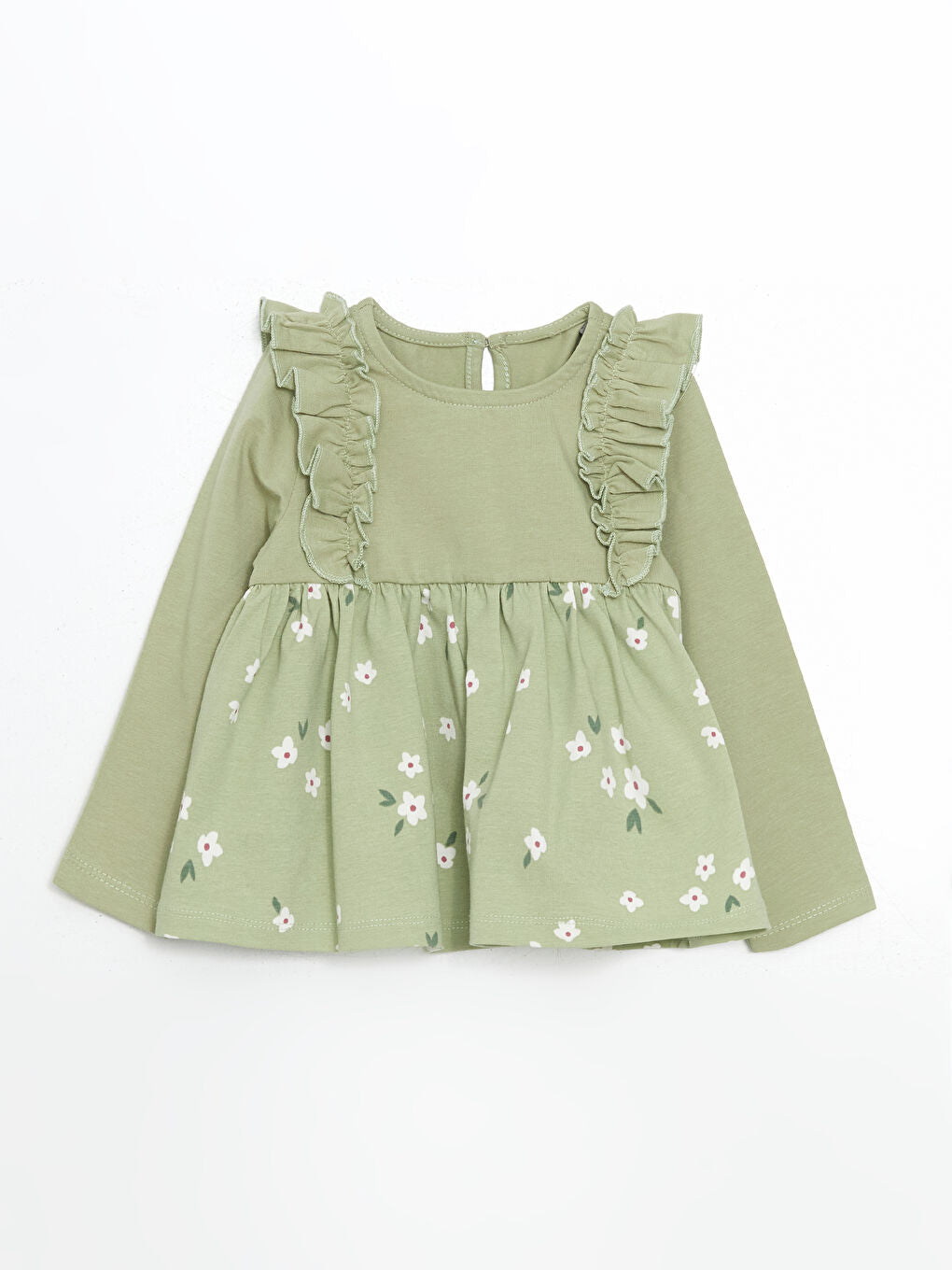 LCW baby Green Crew Neck Floral Girl Blouse and Leggings 2-Pack