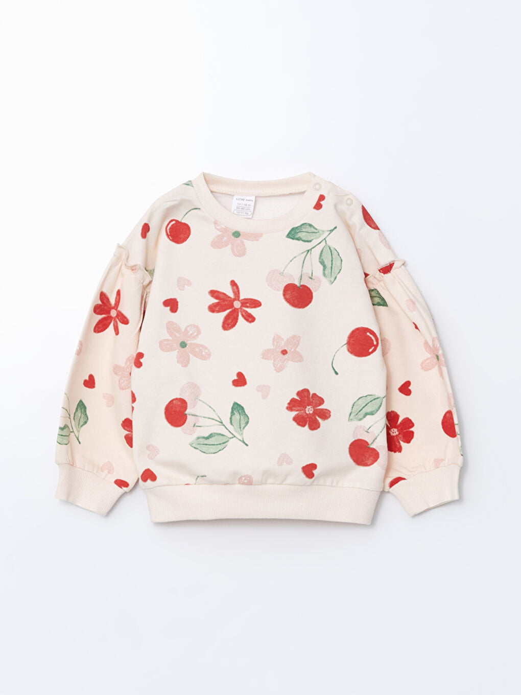 LCW baby Pink Crew Neck Floral Baby Girl Sweatshirt and Tights 2-Pack