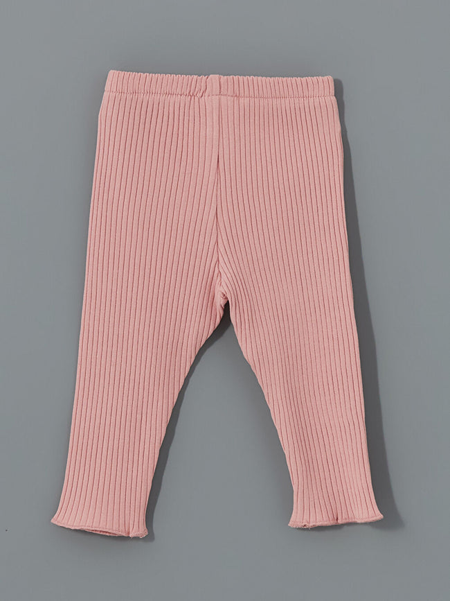 LCW baby Ecru Crew Neck Embroidered Baby Girl Shirt and Tights 2-Pack Main Image