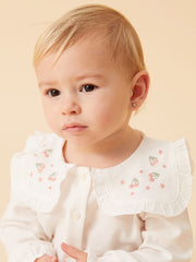 LCW baby Ecru Crew Neck Embroidered Baby Girl Shirt and Tights 2-Pack