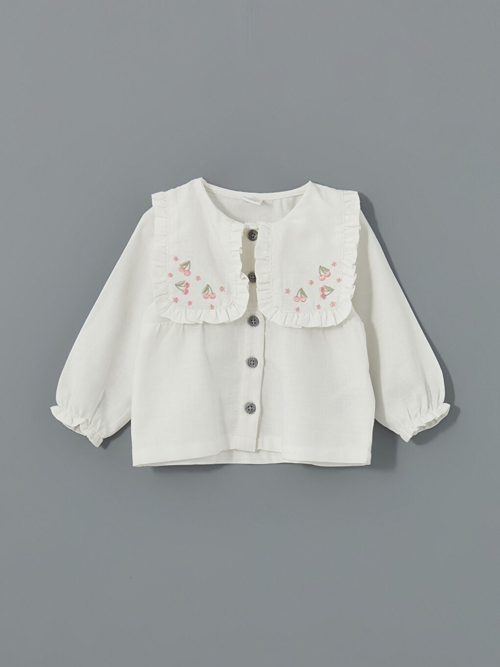 LCW baby Ecru Crew Neck Embroidered Baby Girl Shirt and Tights 2-Pack