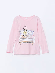 LCW Kids Pink Crew Neck Girls Pajama Set