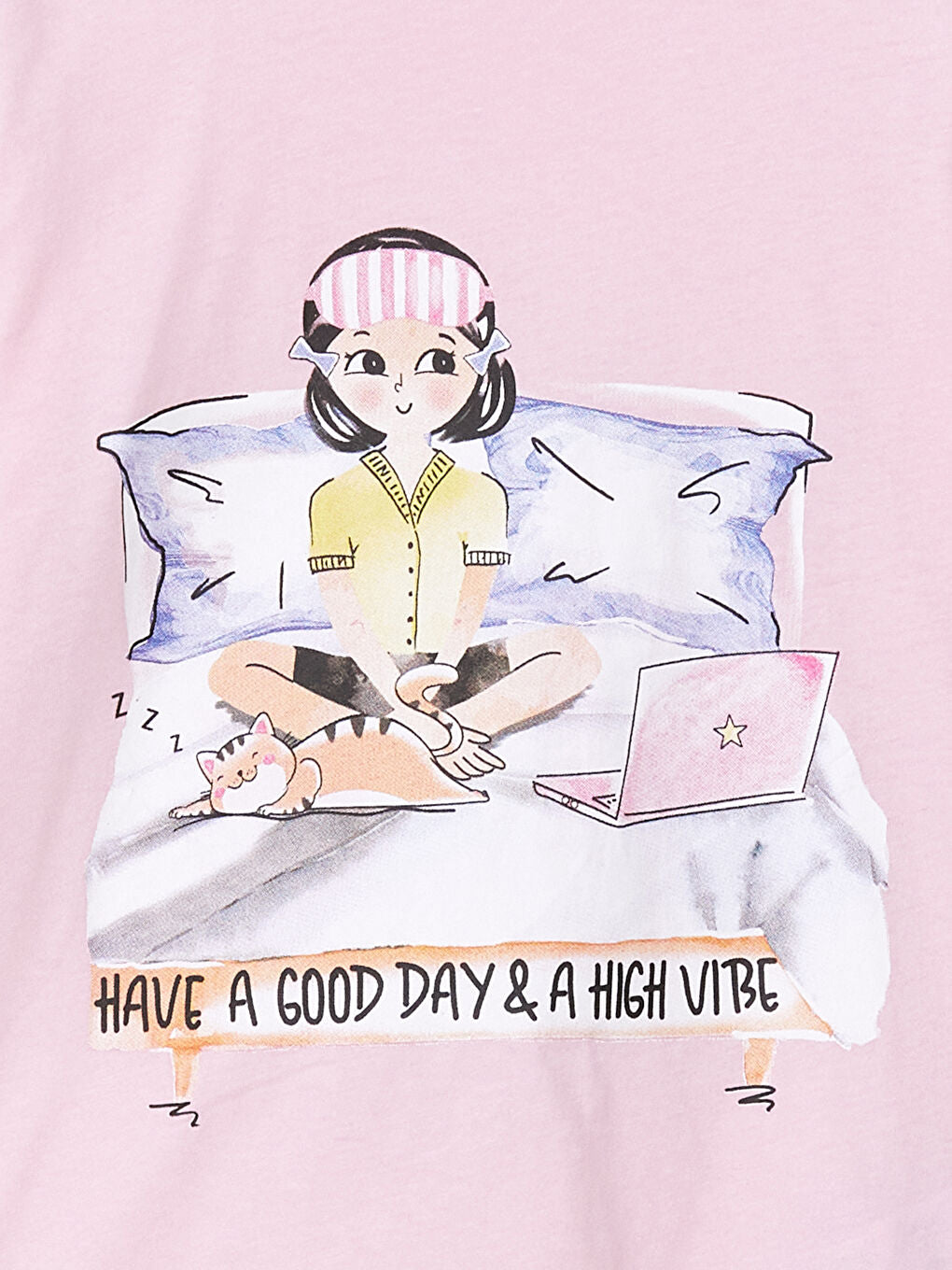 LCW Kids Pink Crew Neck Girls Pajama Set