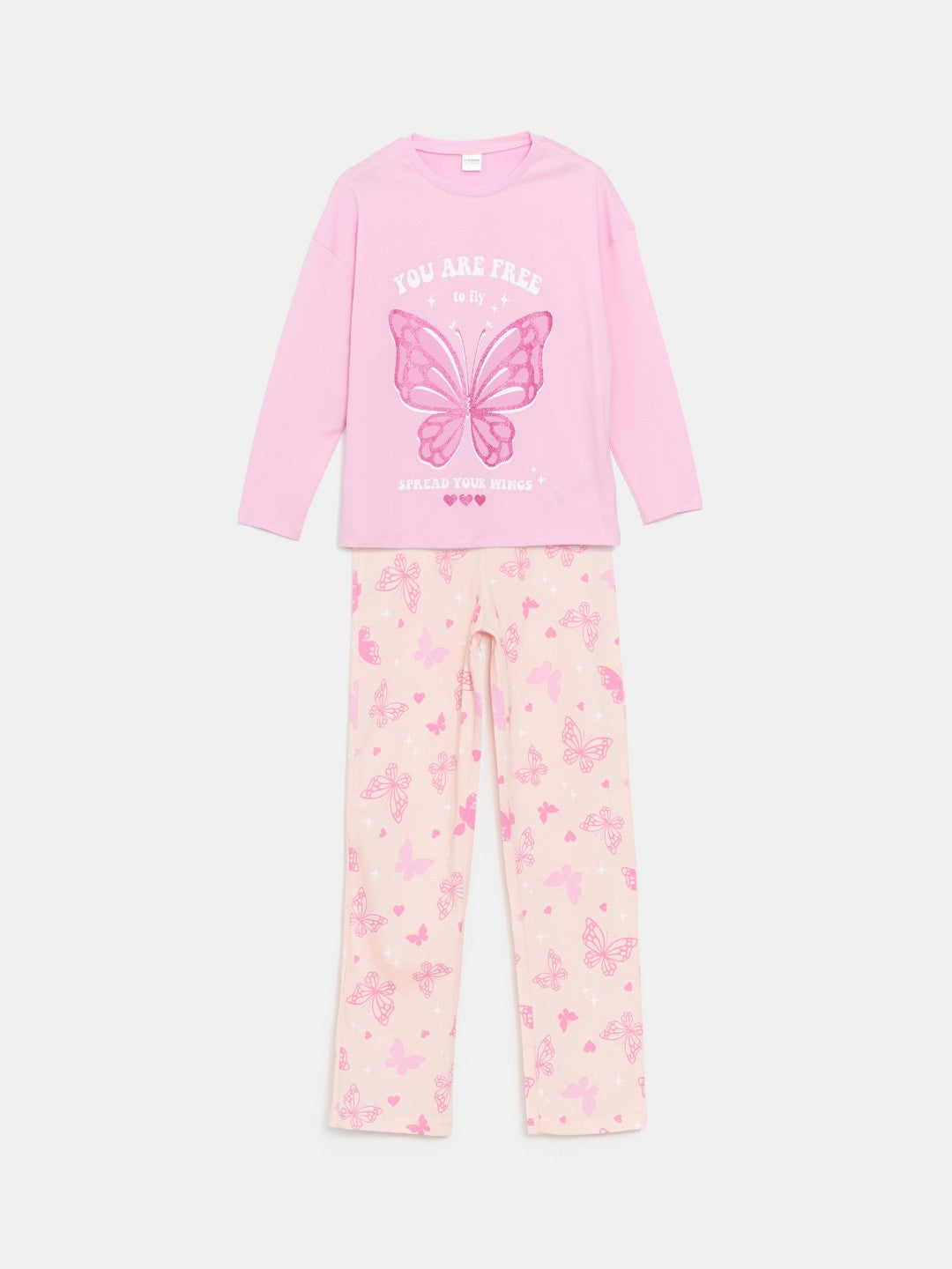 LCW Kids Crew Neck Girls Pajama Set
