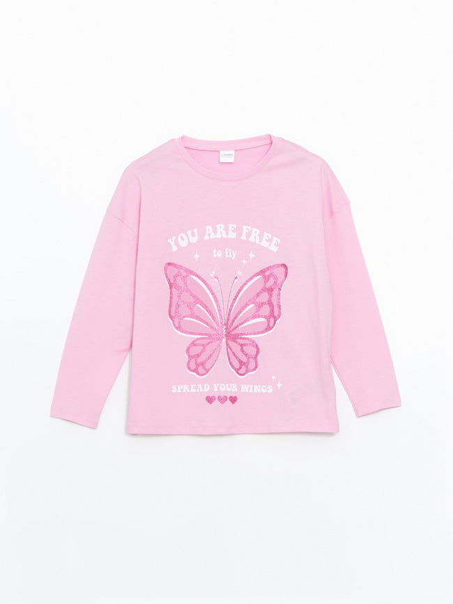 LCW Kids Crew Neck Girls Pajama Set Main Image