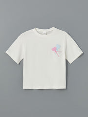LCW Kids Ecru Crew Neck Girls Pajama Set