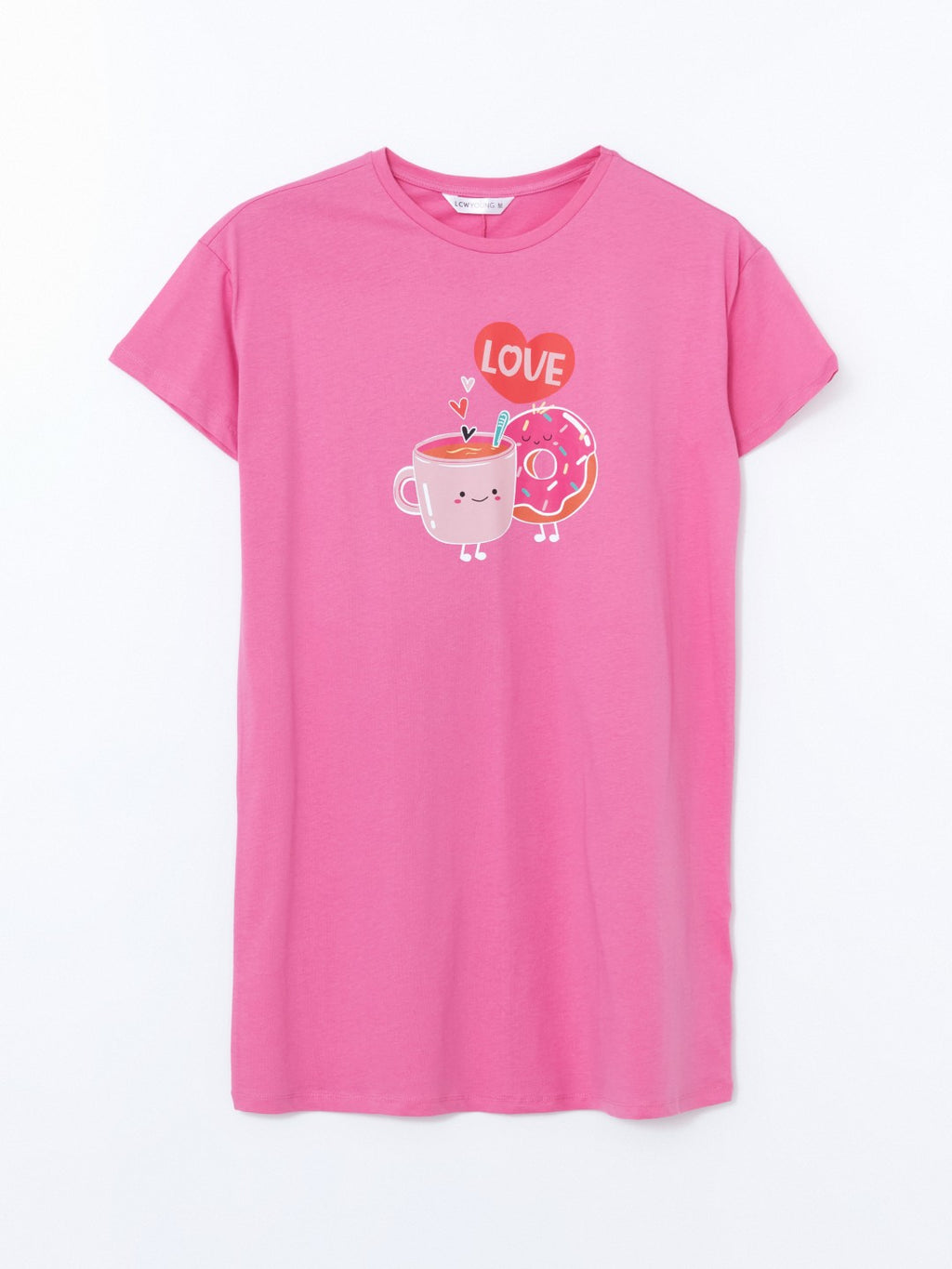 LCW Young Crew Neck Printed Women Nightgown