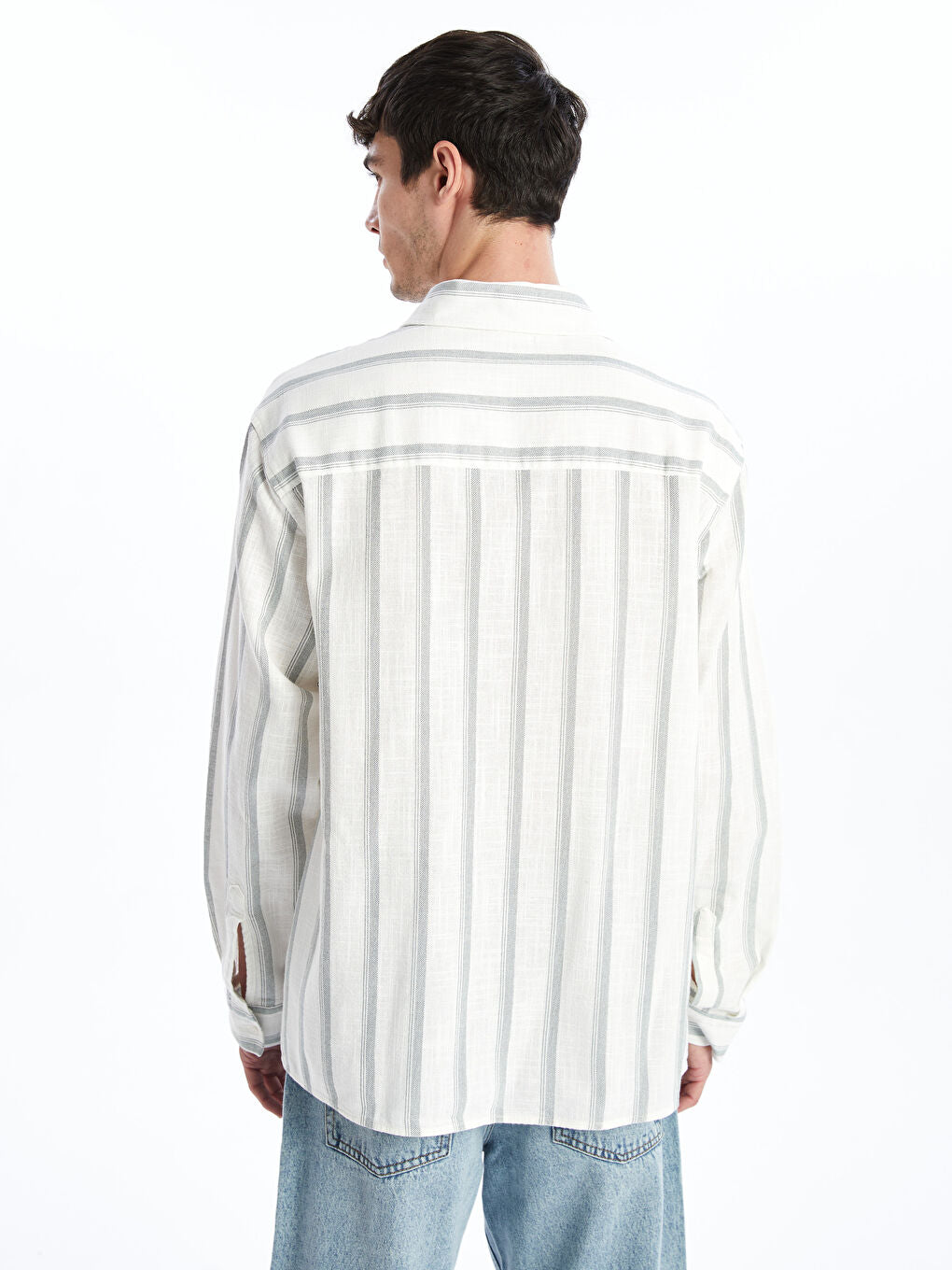 XSIDE Green Regular Fit Long Sleeve Striped Men Shirt