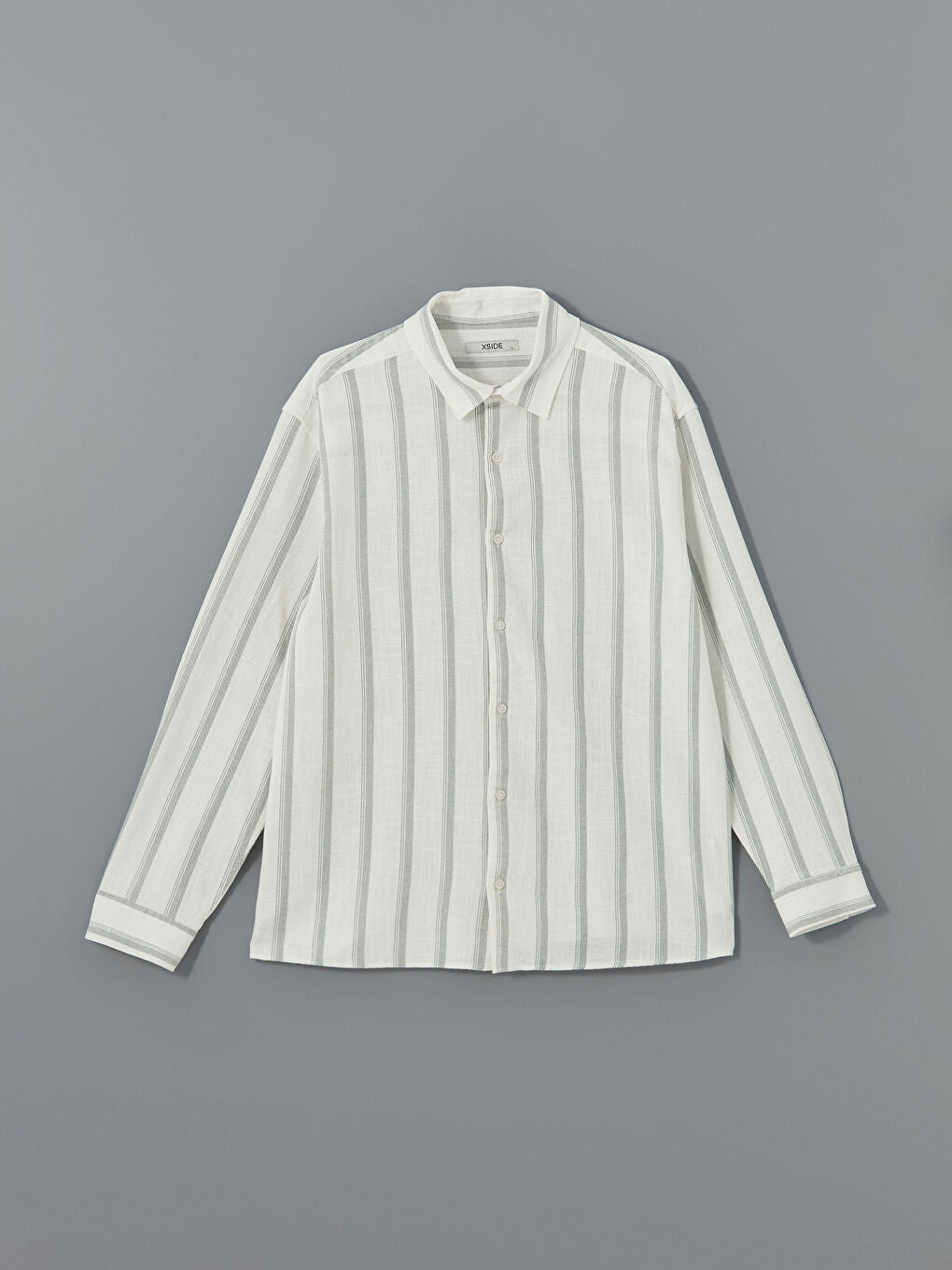 XSIDE Green Regular Fit Long Sleeve Striped Men Shirt