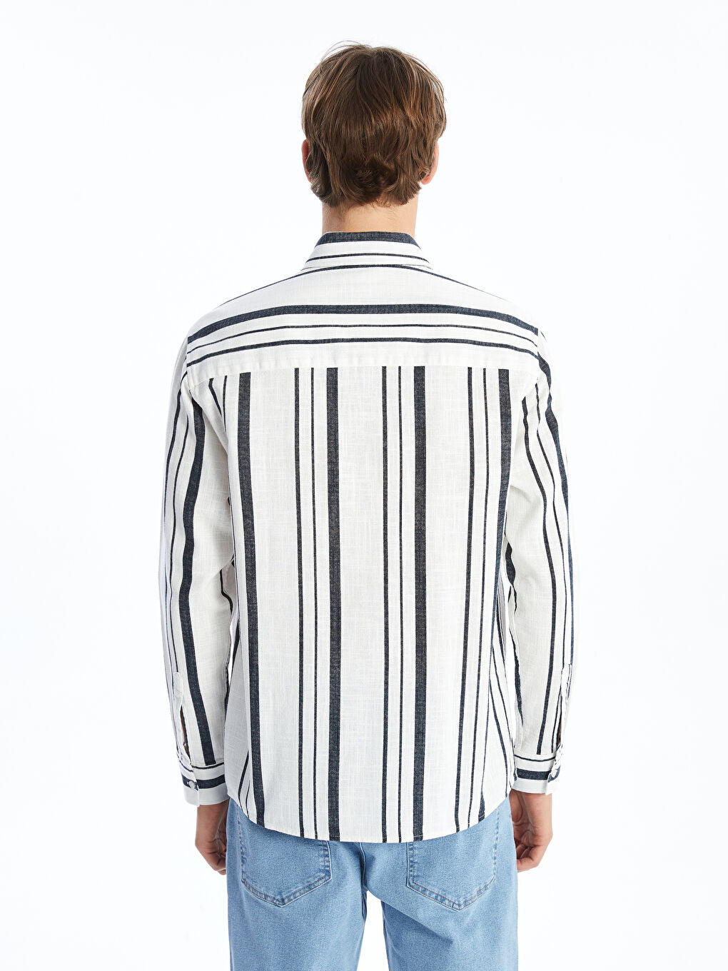 XSIDE Green Regular Fit Long Sleeve Striped Men Shirt