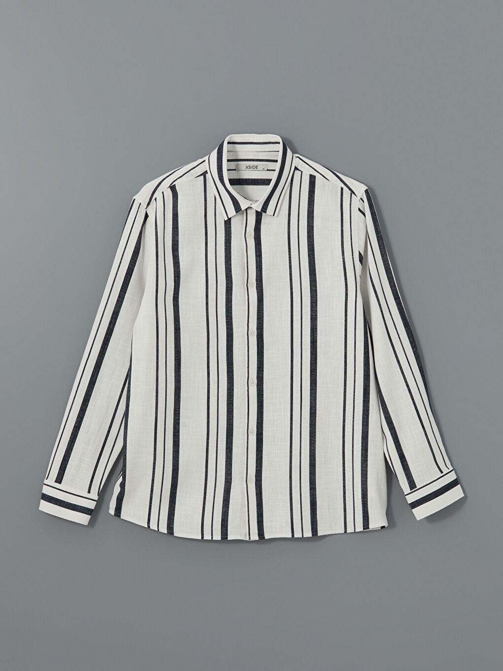 XSIDE Green Regular Fit Long Sleeve Striped Men Shirt