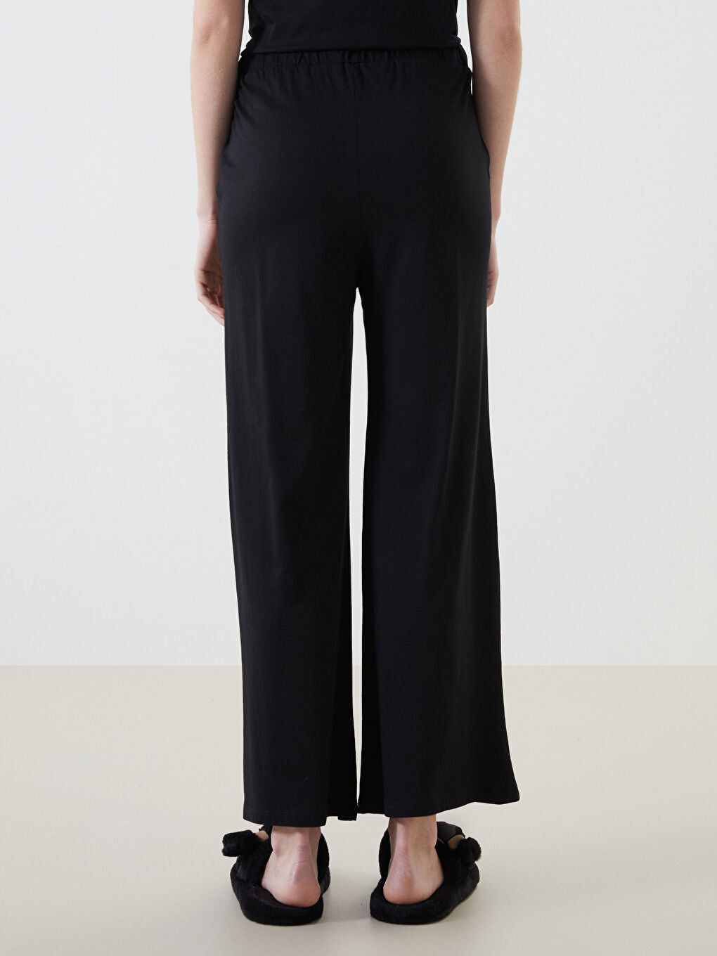 LCW DREAM Black Elastic Waist Women Pajama Bottoms