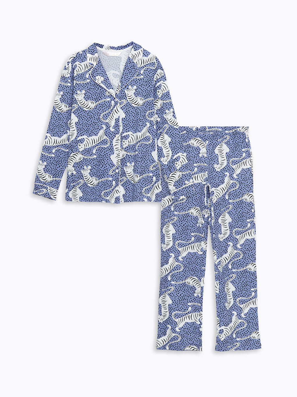 LCW DREAM Lilac Shirt Collar Zebra Patterned Women Pajama Set