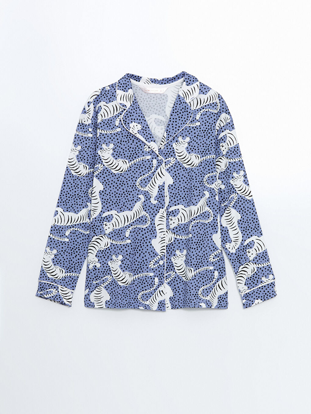 LCW DREAM Lilac Shirt Collar Zebra Patterned Women Pajama Set