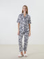 LCW DREAM White Shirt Collar Zebra Patterned Women Pajama Set