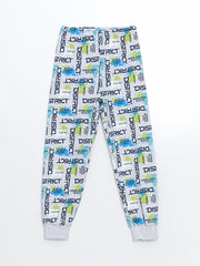 LCW Kids Navy Blue Crew Neck Boys Pajama Set