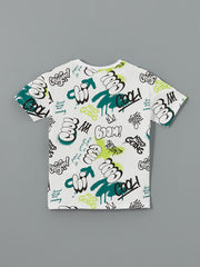 LCW Kids White Crew Neck Boy Shorts Pajama Set