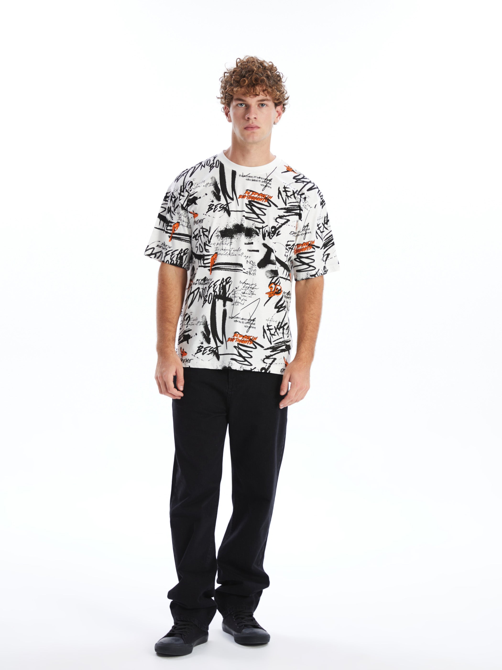 Xside- Crew Neck Short Sleeve Printed Combed Cotton Men T-Shirt